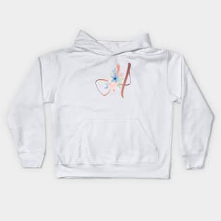 Letter H Rose Gold and Watercolor Blush Pink and Navy Kids Hoodie